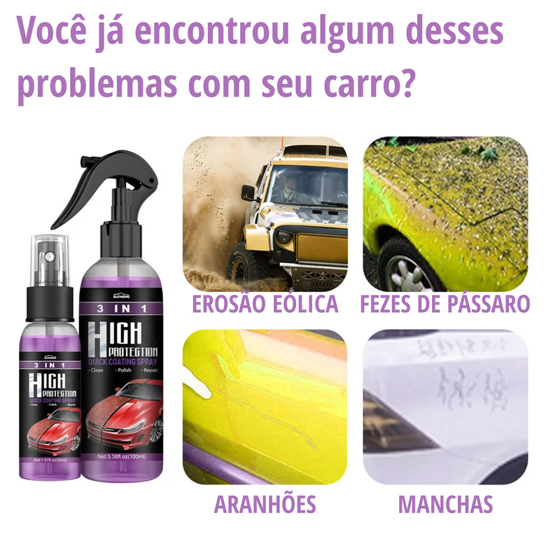 Spray Protetor Veicular 3 em 1 Limpeza, Proteção e Brilho Instantâneo