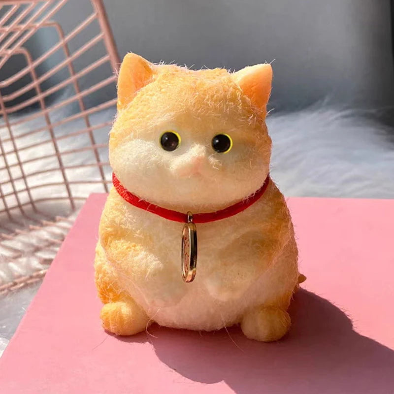 Cute Chubby Cat Plush Soft Stress Relieving Toys Office Desktop Decoration Girl Birthday Gift Home Ornaments Kitten