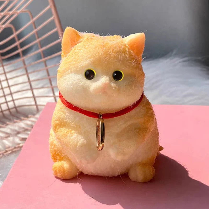 Cute Chubby Cat Plush Soft Stress Relieving Toys Office Desktop Decoration Girl Birthday Gift Home Ornaments Kitten