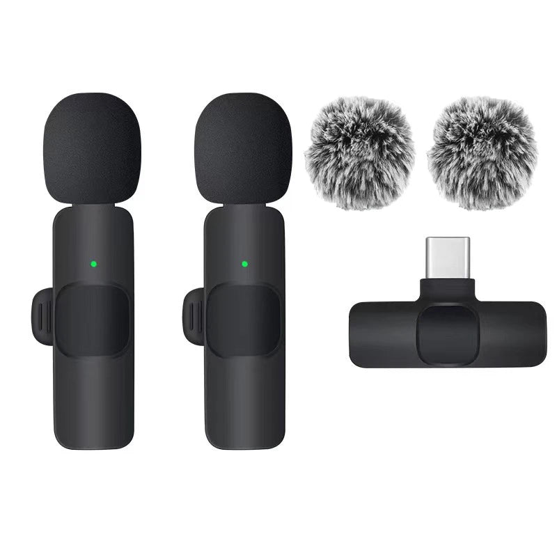 Basix Wireless Lavalier Microphone Audio Recording Mini Replaceable Windproof Wool Microphone for iPhone16 Shoot vlog YouTube