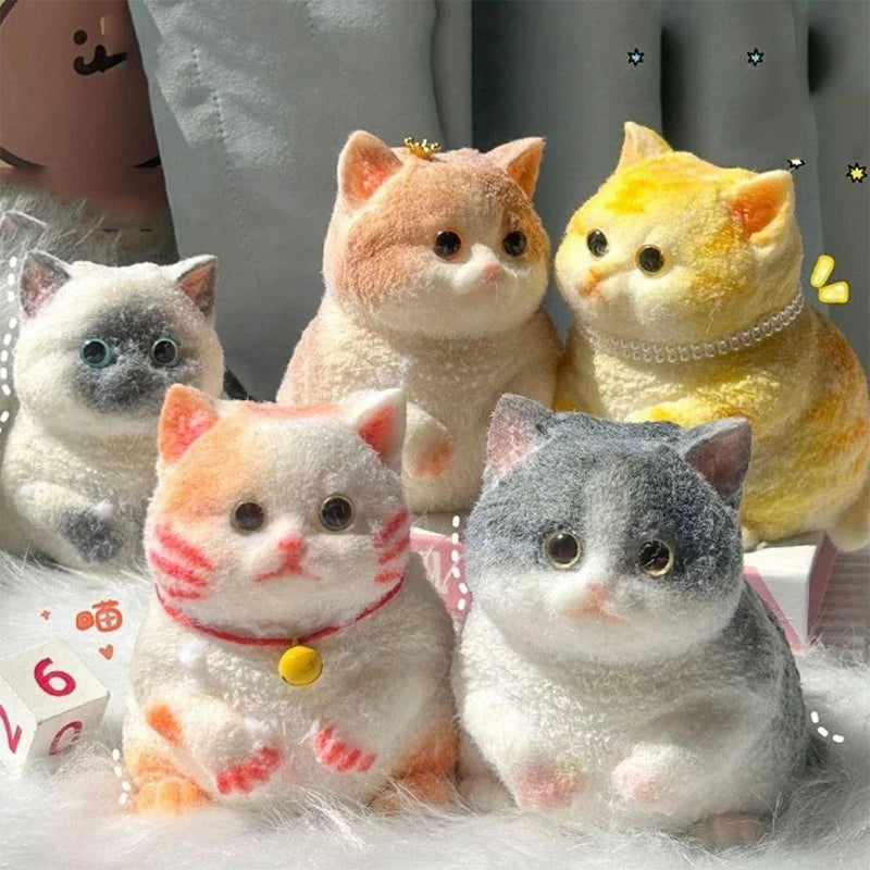 Cute Chubby Cat Plush Soft Stress Relieving Toys Office Desktop Decoration Girl Birthday Gift Home Ornaments Kitten