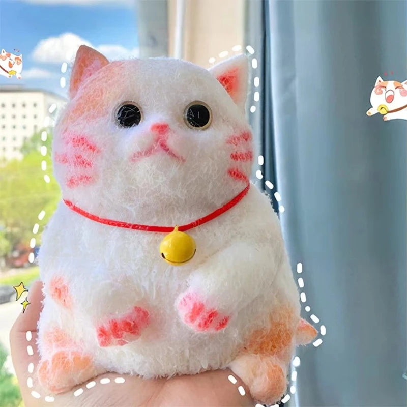 Cute Chubby Cat Plush Soft Stress Relieving Toys Office Desktop Decoration Girl Birthday Gift Home Ornaments Kitten