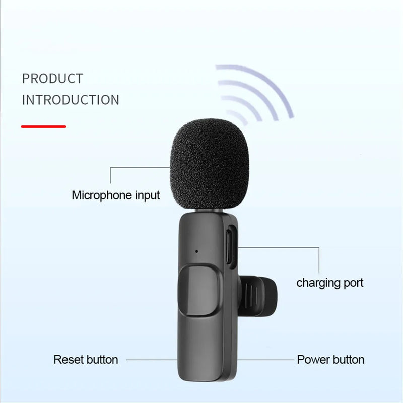 Microfone de lapela sem fio  com cancelamento de ruído